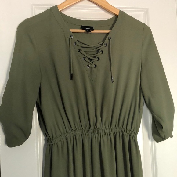 Military Green Asymmetric Dress - Picture 1 of 3